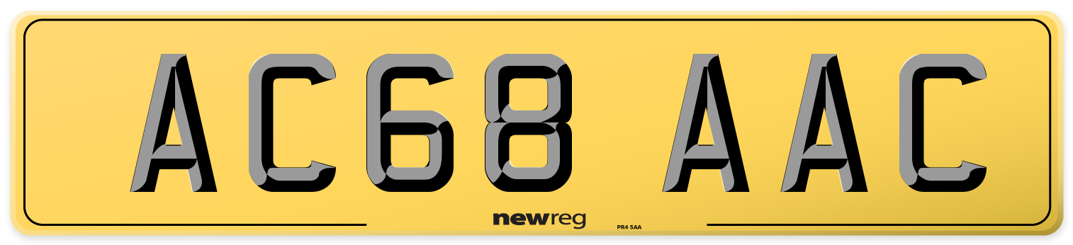 AC68 AAC Rear Number Plate