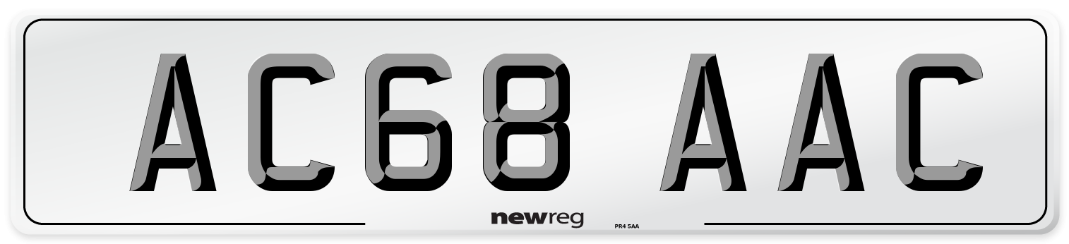 AC68 AAC Front Number Plate