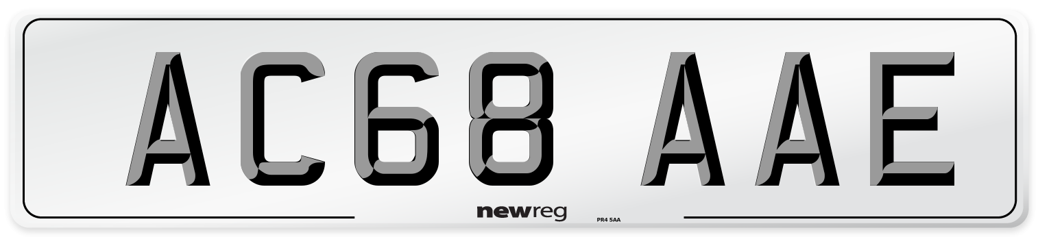 AC68 AAE Front Number Plate