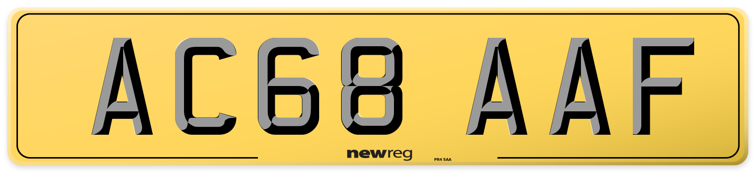AC68 AAF Rear Number Plate