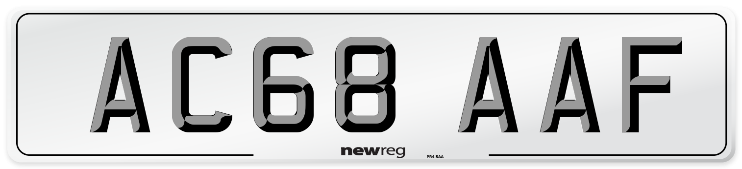 AC68 AAF Front Number Plate