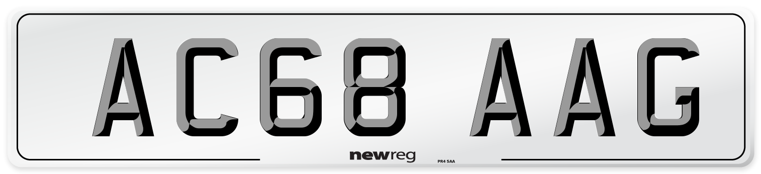 AC68 AAG Front Number Plate
