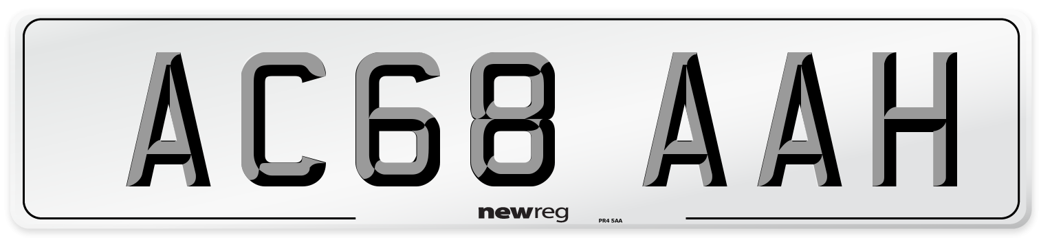 AC68 AAH Front Number Plate