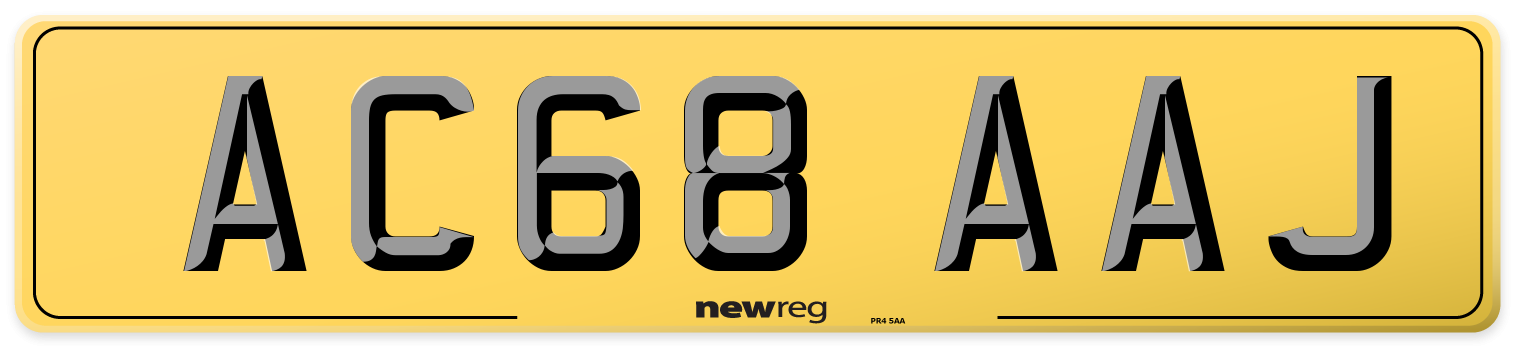 AC68 AAJ Rear Number Plate
