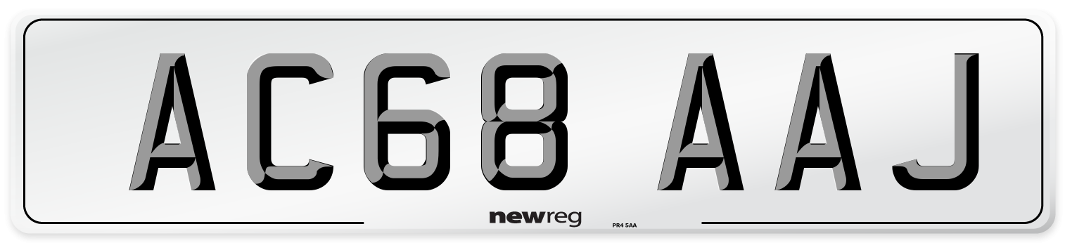 AC68 AAJ Front Number Plate