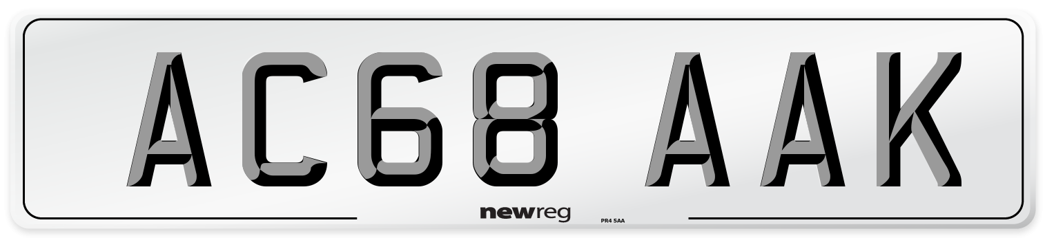 AC68 AAK Front Number Plate