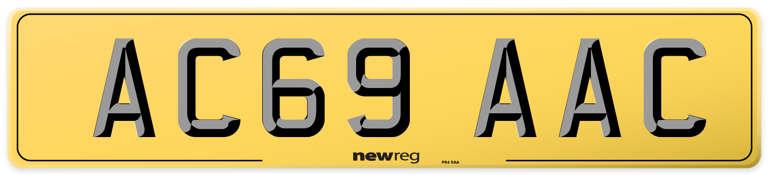 AC69 AAC Rear Number Plate