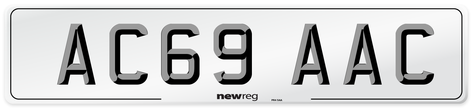 AC69 AAC Front Number Plate