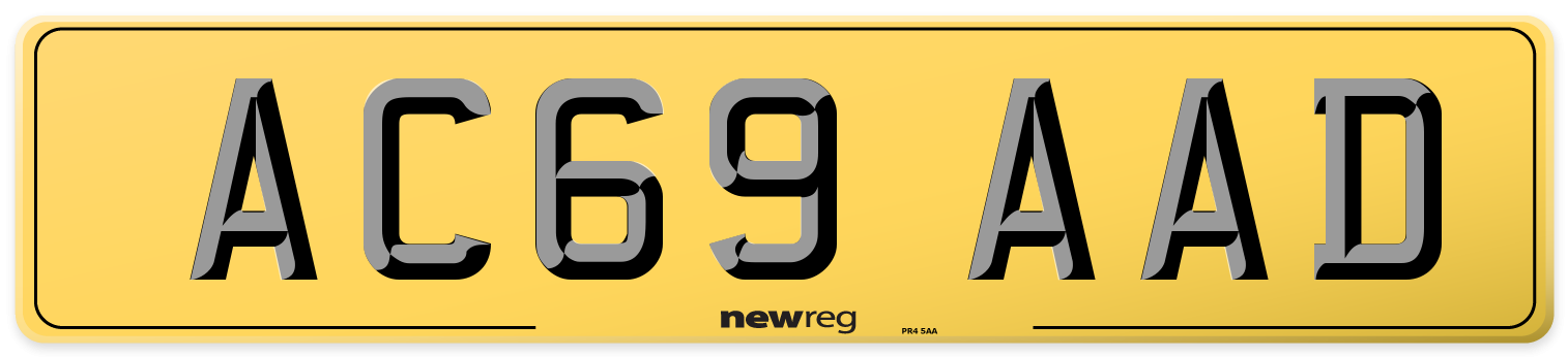 AC69 AAD Rear Number Plate