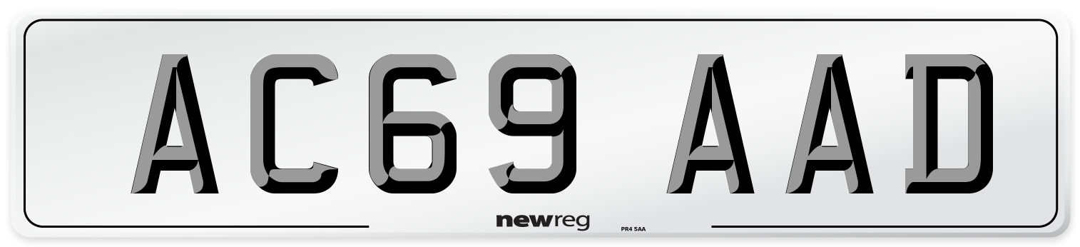 AC69 AAD Front Number Plate