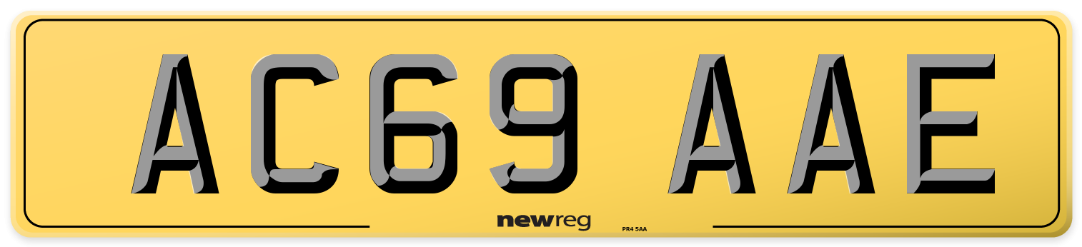 AC69 AAE Rear Number Plate