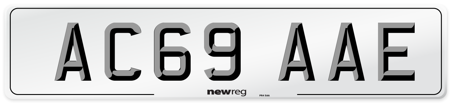 AC69 AAE Front Number Plate