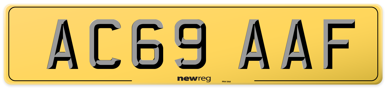 AC69 AAF Rear Number Plate