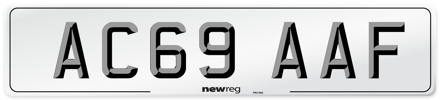 AC69 AAF Front Number Plate