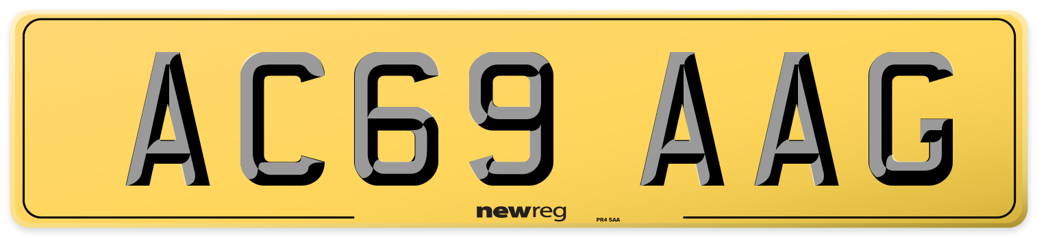 AC69 AAG Rear Number Plate