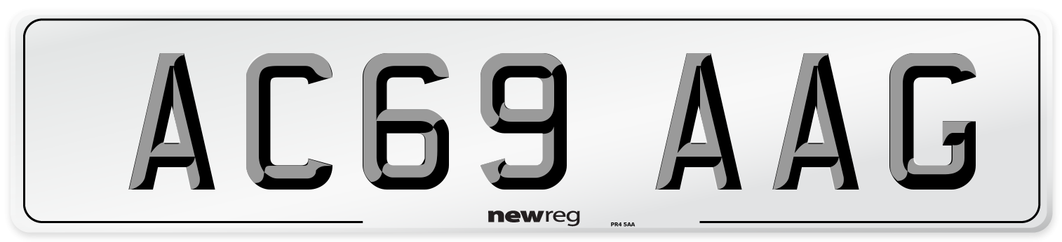 AC69 AAG Front Number Plate
