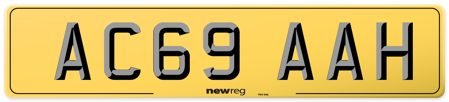 AC69 AAH Rear Number Plate
