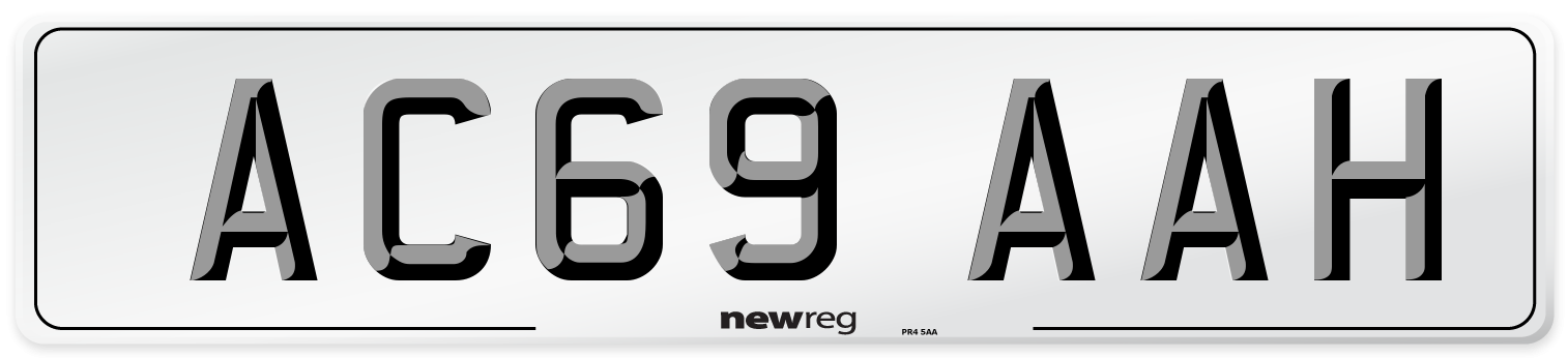 AC69 AAH Front Number Plate