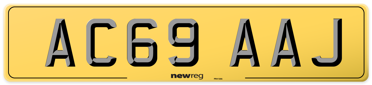 AC69 AAJ Rear Number Plate