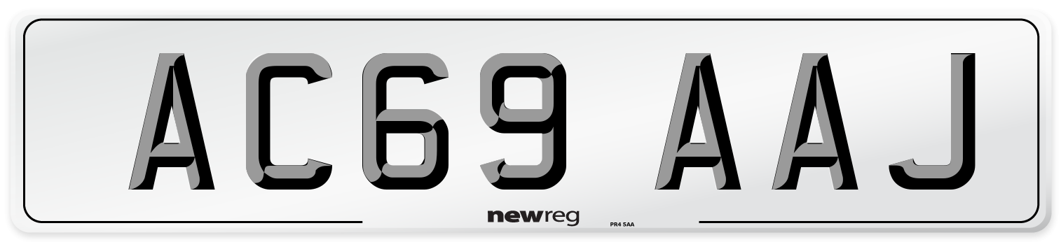 AC69 AAJ Front Number Plate