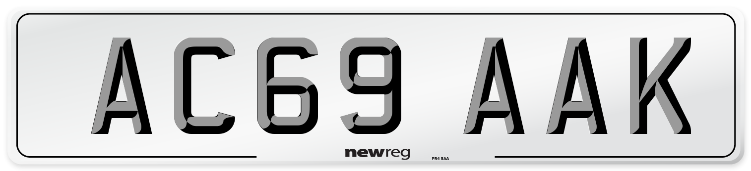AC69 AAK Front Number Plate