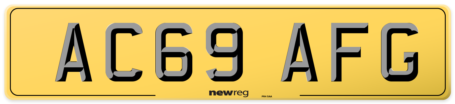 AC69 AFG Rear Number Plate