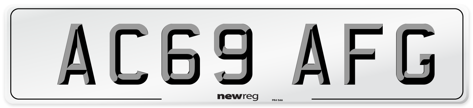 AC69 AFG Front Number Plate