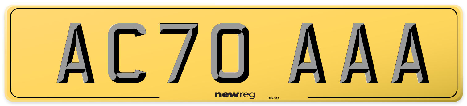 AC70 AAA Rear Number Plate
