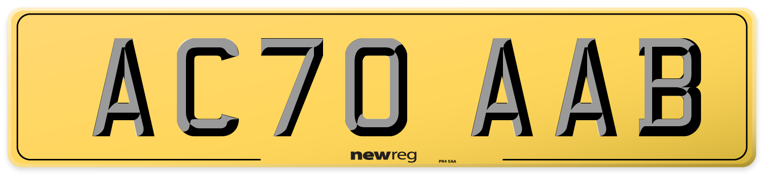 AC70 AAB Rear Number Plate