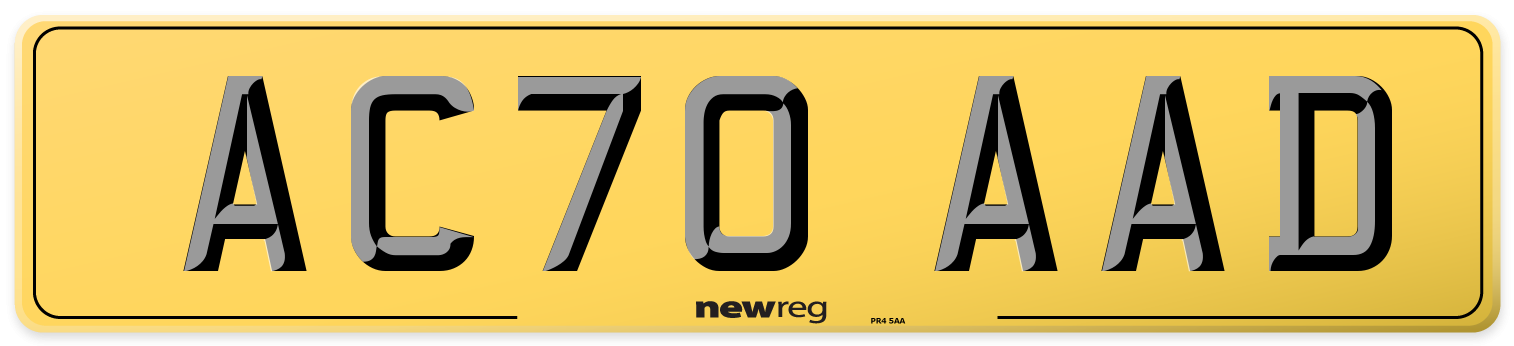 AC70 AAD Rear Number Plate