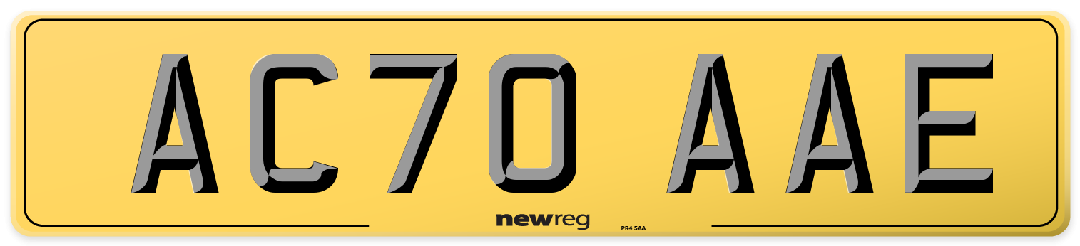 AC70 AAE Rear Number Plate