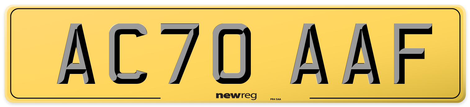 AC70 AAF Rear Number Plate