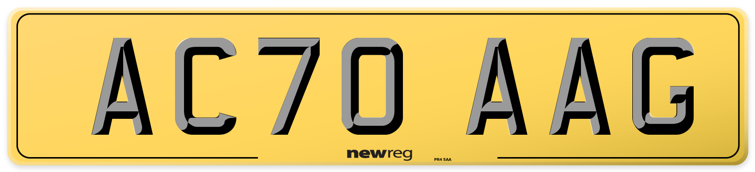 AC70 AAG Rear Number Plate
