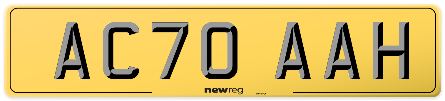 AC70 AAH Rear Number Plate