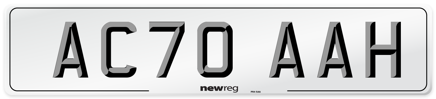 AC70 AAH Front Number Plate