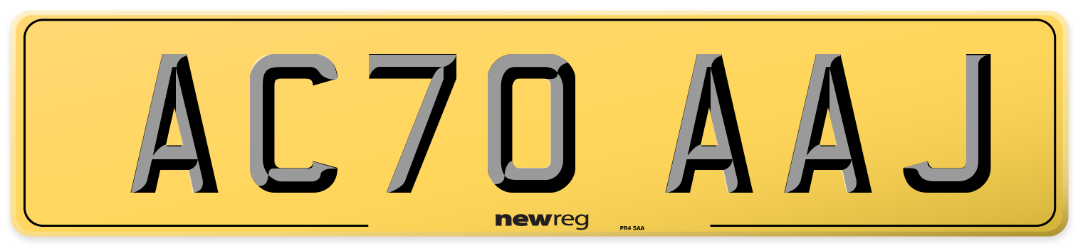 AC70 AAJ Rear Number Plate