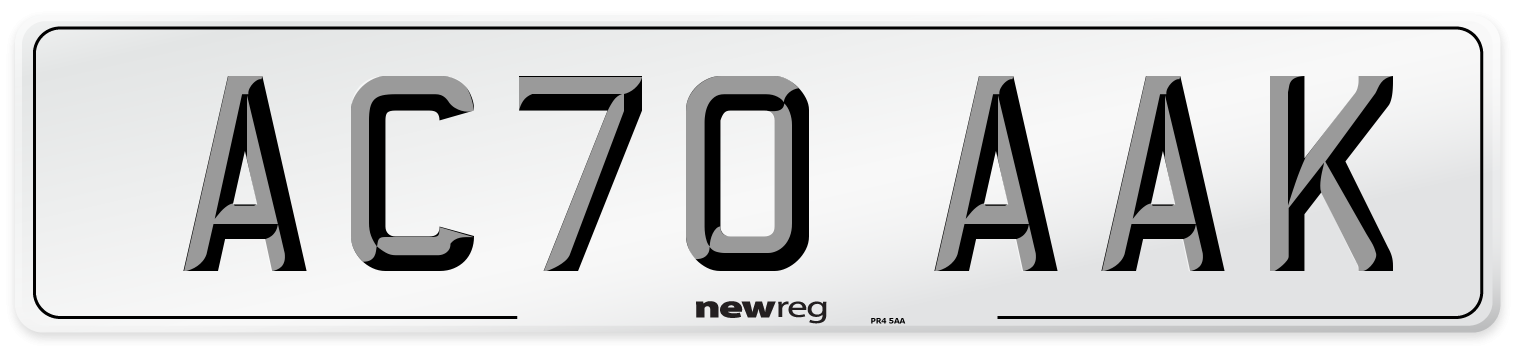 AC70 AAK Front Number Plate