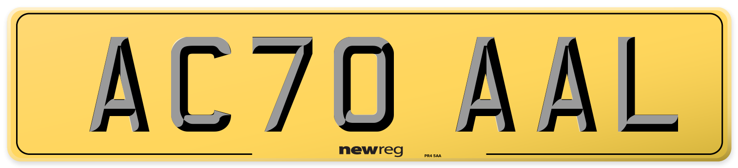 AC70 AAL Rear Number Plate