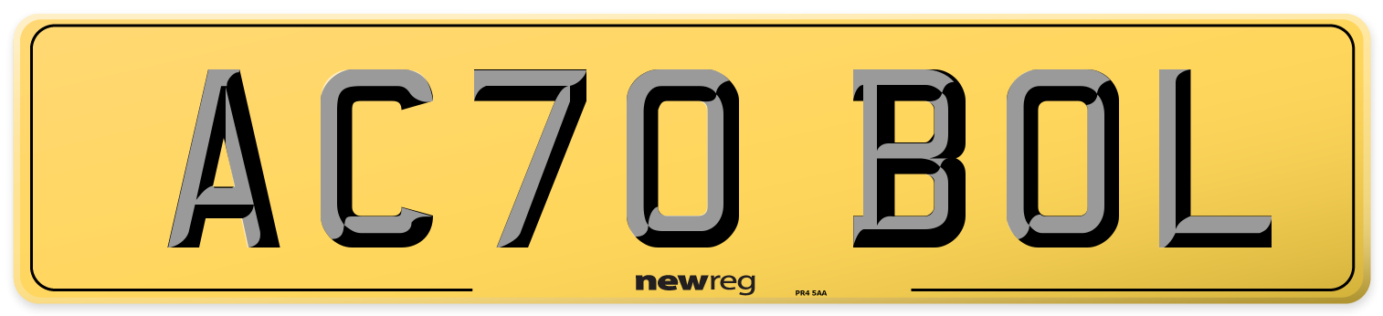 AC70 BOL Rear Number Plate