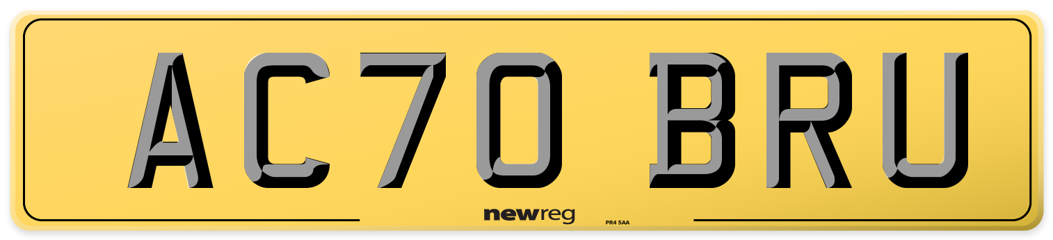 AC70 BRU Rear Number Plate