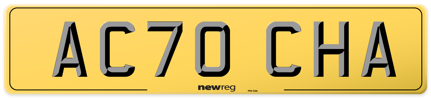 AC70 CHA Rear Number Plate