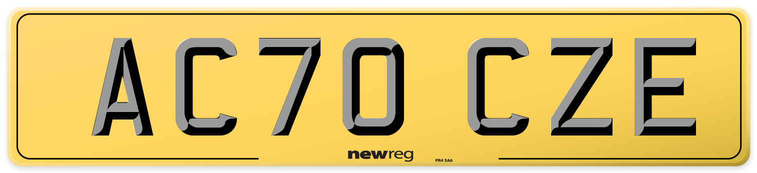 AC70 CZE Rear Number Plate