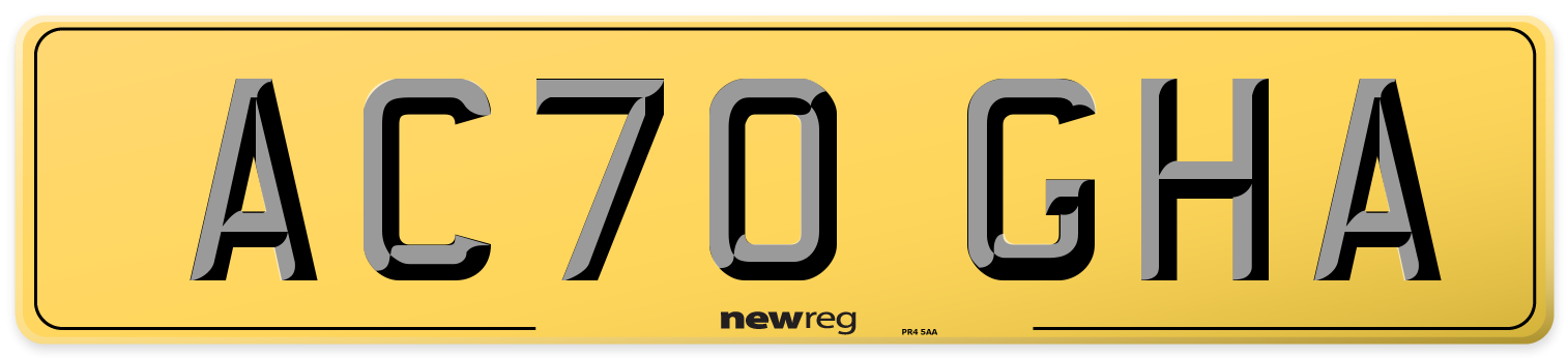 AC70 GHA Rear Number Plate