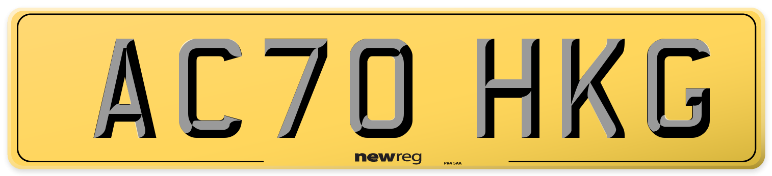 AC70 HKG Rear Number Plate