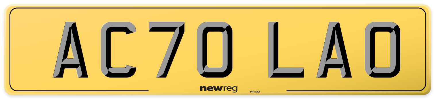 AC70 LAO Rear Number Plate