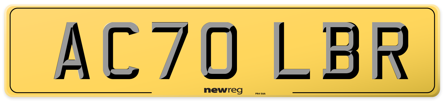 AC70 LBR Rear Number Plate