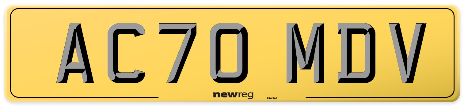 AC70 MDV Rear Number Plate
