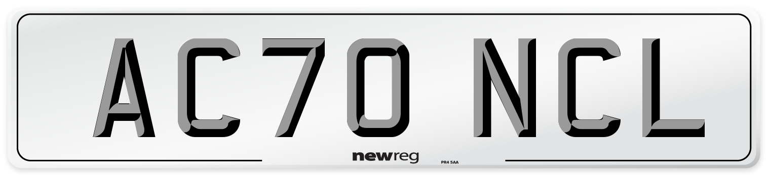 AC70 NCL Front Number Plate