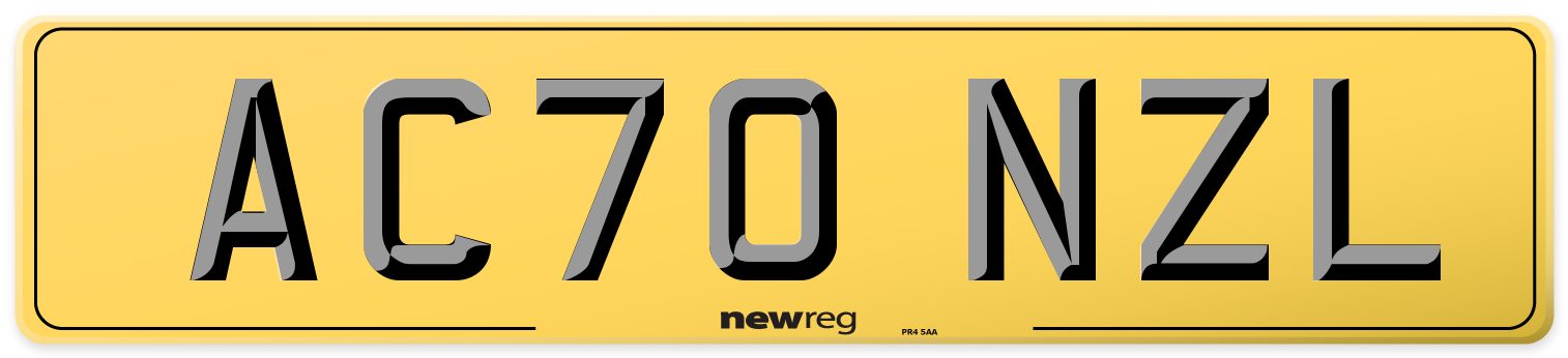AC70 NZL Rear Number Plate