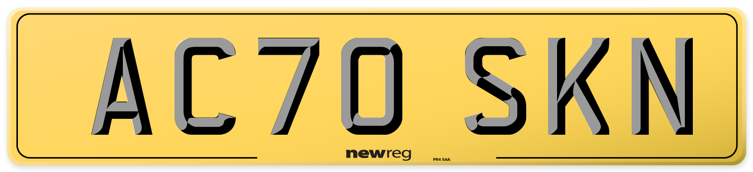 AC70 SKN Rear Number Plate